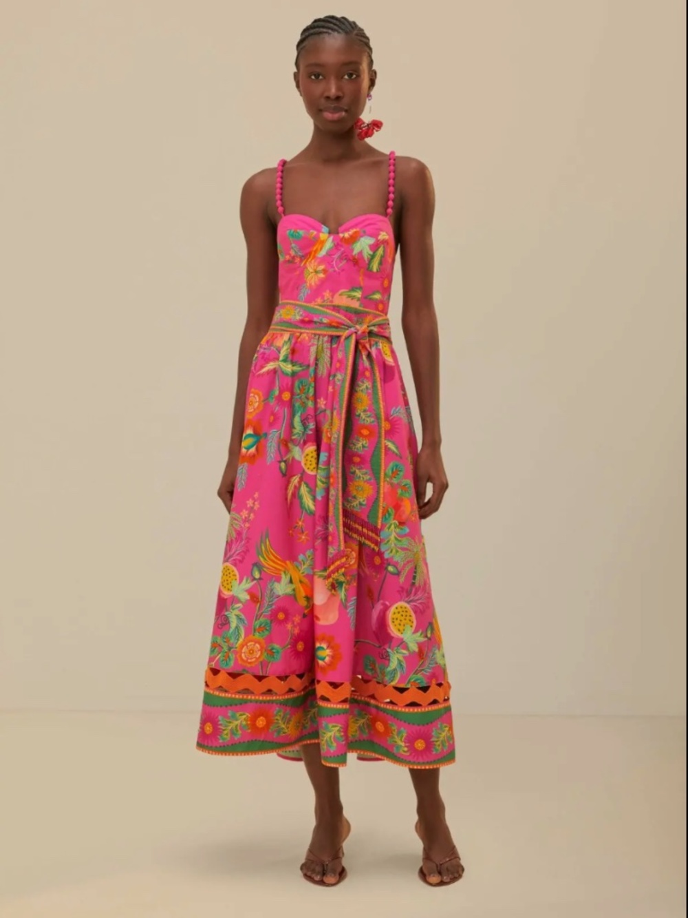 FARM Rio Delicate Fruit Garden Cotton Midi Dress Size XL